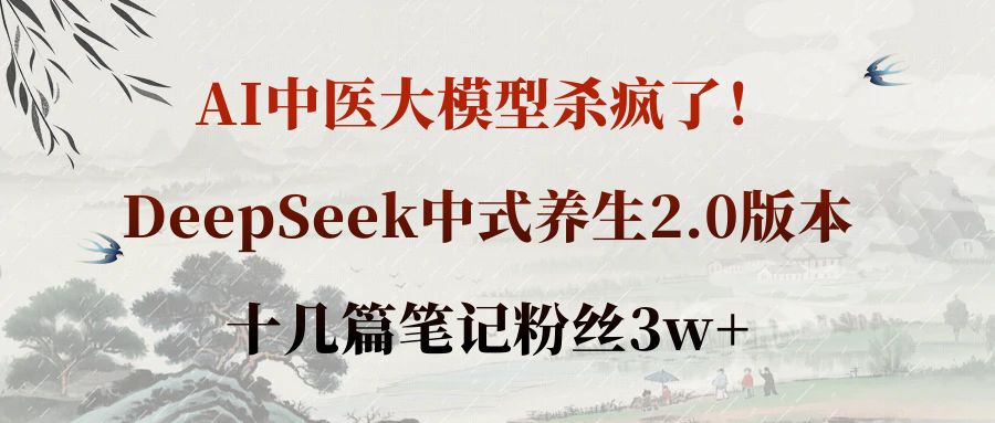 AI中医大模型杀疯了！DeepSeek中式养生2.0版本，十几篇笔记粉丝3w+