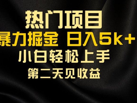 热门项目，靠一款软件日入5000+暴力掘金小白轻松上手，第二天见收益