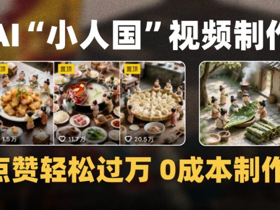 爆款1000W+微缩景观迷你小人国AI视频，0成本制作全流程教学