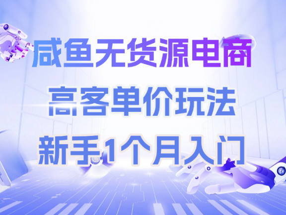 咸鱼无货源电商，高客单价玩法，新手1个月入门