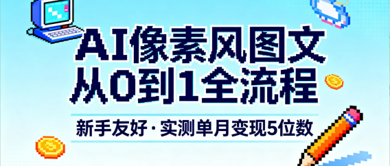 AI像素风图文从0到1全流程,新手友好,实测单月变现5位数