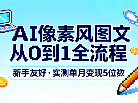 AI像素风图文从0到1全流程，新手友好，实测单月变现5位数